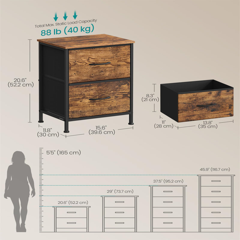 39.6cm W Metal Bedside Table