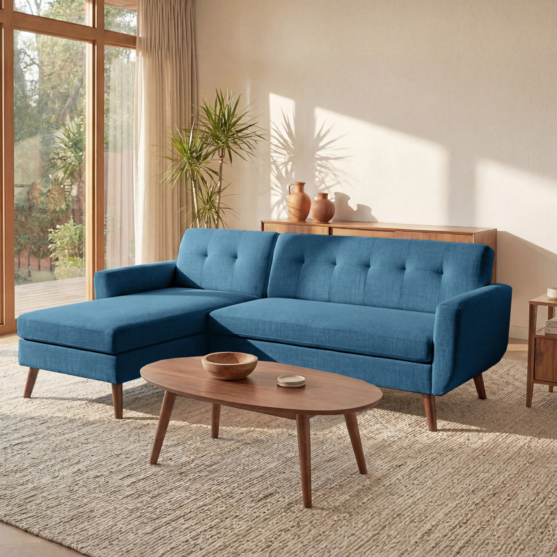 Canapé modulaire rembourré 80 po Jadier, Lin bleu
