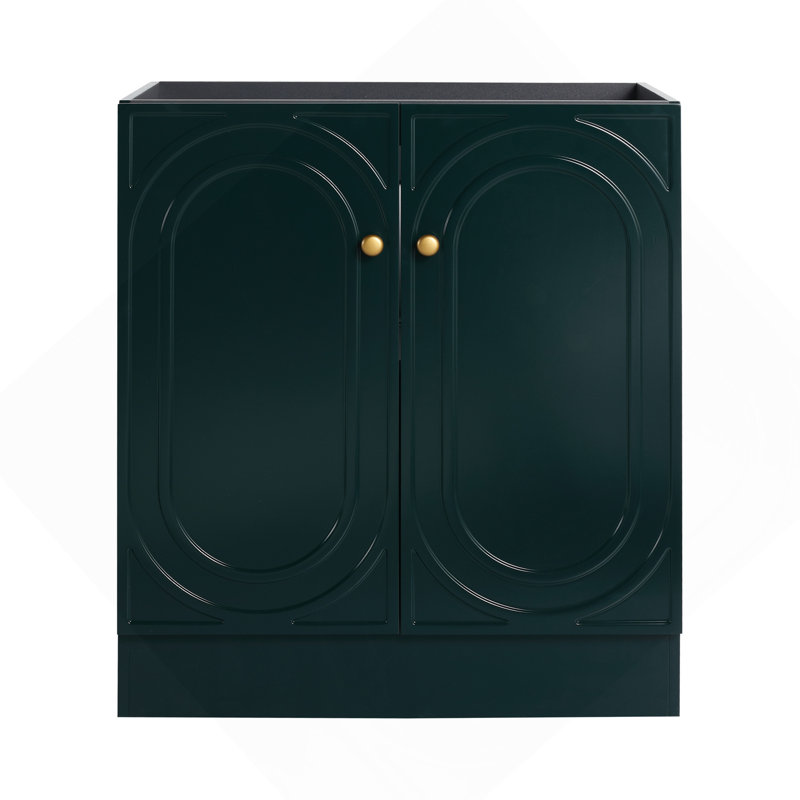 Meuble-lavabo de salle de bain autoportant 30 po et 2 portes d'armoire à fermeture douce - sans le lavabo, Vert foncé, 30"