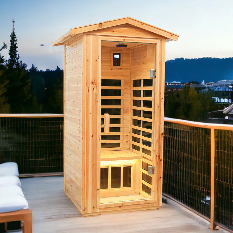 1 - Person Far Infrared Sauna Personal Sauna Outdoor Sauna Home Dry Sauna With Bluetooth Speaker And Control Panel, Old Fir