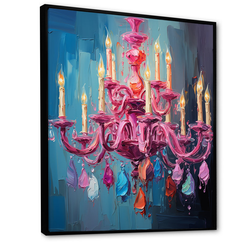 Lustre rose Pop Art Glamour - lustre, Cadre flottant noir, H 20 po x l 12 po x P 1 po