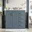 Meuble-lavabo de 36 po, lavabo en céramique, structure en bois massif, portes à fermeture en douceur, grand espace, design rétro, poignées exquises, motif à rainure, meuble-lavabo dissimulé de 36 po avec charnières, 3 tiroirs,-540732838