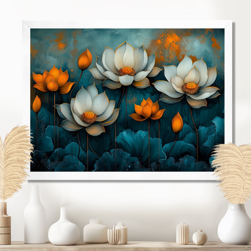 Illana - Floral Wall Art, H 30 po x l 40 po, Reproduction encadrée d'une seule photo, Blanc
