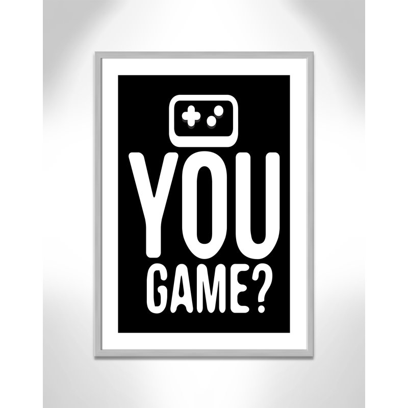 «You Game inversée», art encadré, H 35,5 po x l 25,5 po x P 1,19 po, Encadré de boîte argent