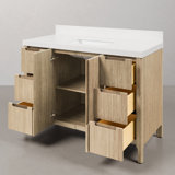 Sequoia 48 In. Single Sink Whitebrook Quartz Countertop Bath Vanity in Mango Wood