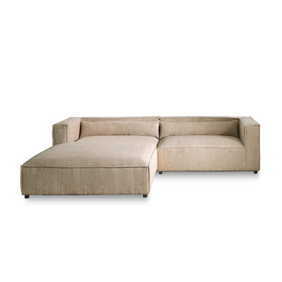 4 Seater Left Corner Sofa - Corduroy - Contemporary Style