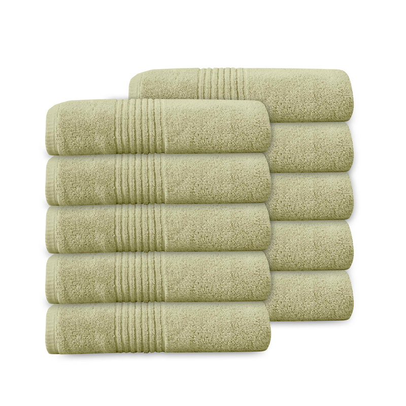 Ensemble de serviettes de bain 100% coton 100% coton zéro torsion Phoebe Home Weavers, 27 po x 54 po (10) (10 serviettes de bain), vert