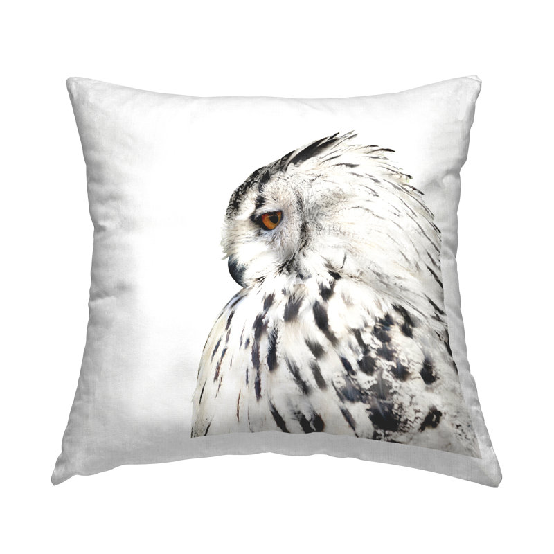 Coussin blanc avec motif de chouette