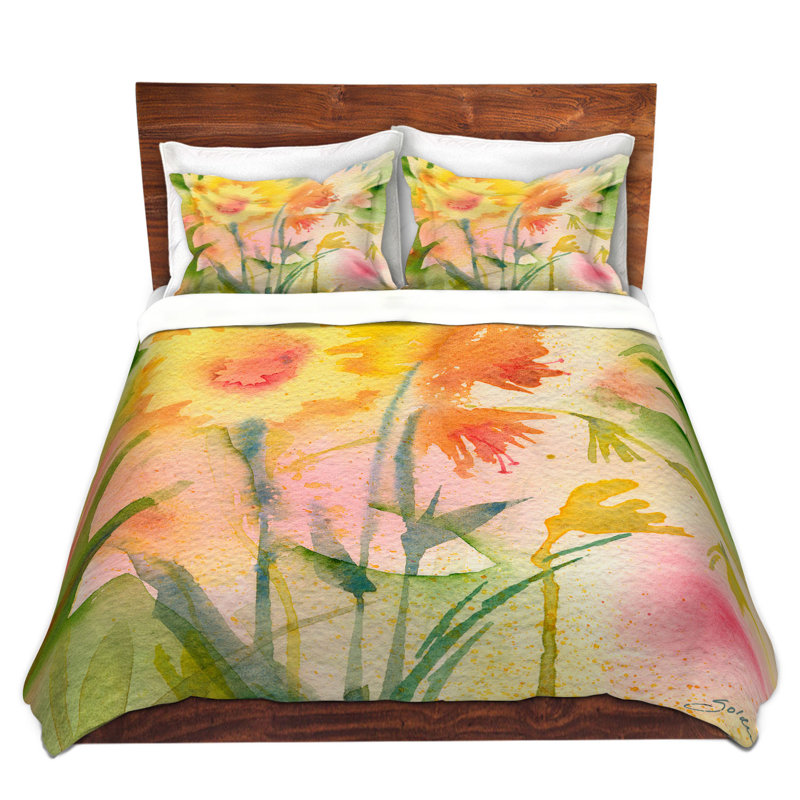 Ensembles de housse de couette grand DiaNoche en microfibre par Sheila Golden - Garden Green Reflection