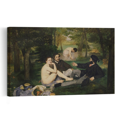 The Luncheon On The Grass, 1863 Impressionist Abstract Contemporary Forest Fruit Wall Art Print by Edouard Manet - 1 Piece Wrapped Canvas Wall Art