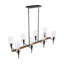 Lustre campagnard 8 lumières E12 40W à finition noire avec verre 8 lumières