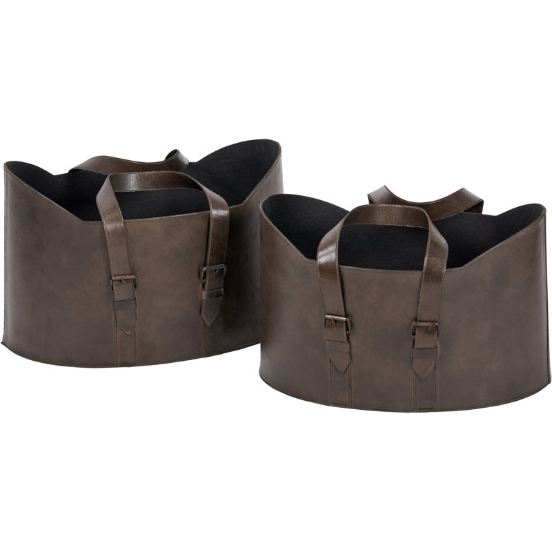 2 Piece Basket Storage Set, Dark Brown
