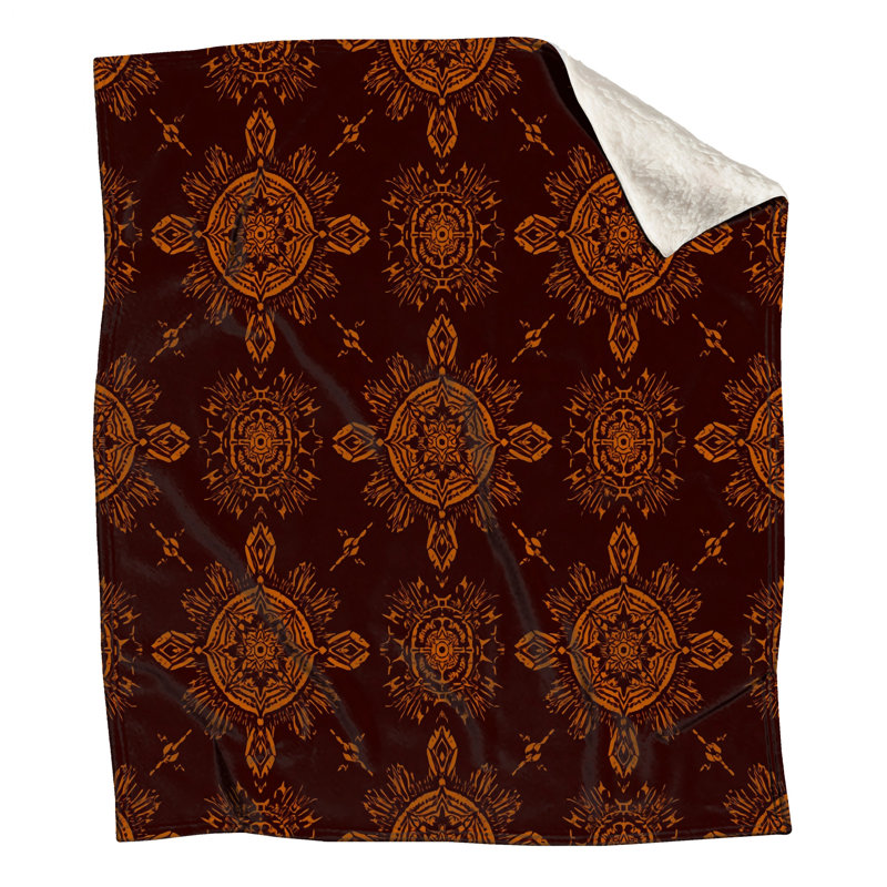 Brown Ornamental Mandala Blankets, 50in W x 60in H