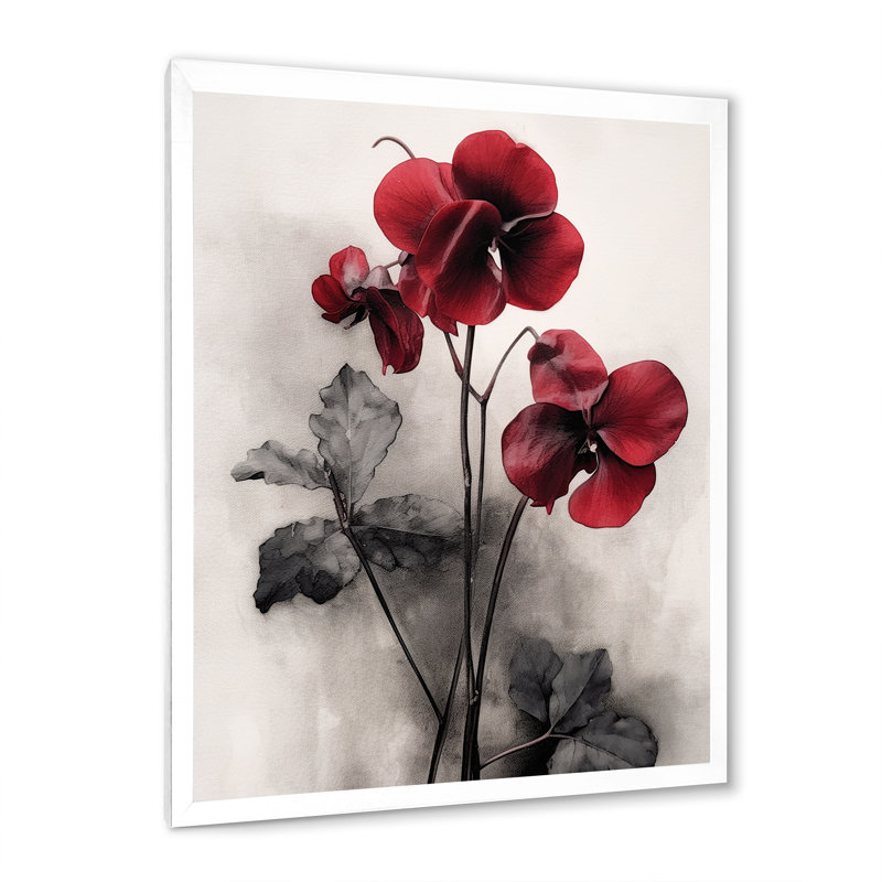 Red Violets Dreamer I - reproduction sur toile, Cadre photo blanc, H 20 po x l 12 po x P 1 po