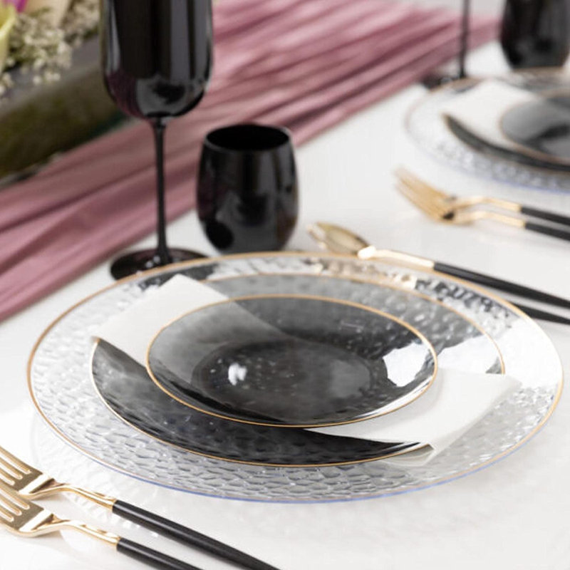 Assiettes martelées rondes noires de 10 pouces Ecoqualité