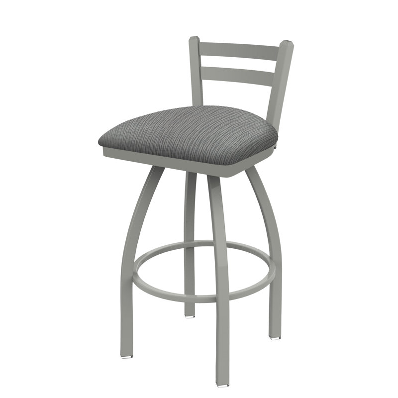 Jackie Swivel Upholstered Counter Stool, Fabric-Graph Alpine, Anodized Nickel, Counter Stool (25" Seat Height)