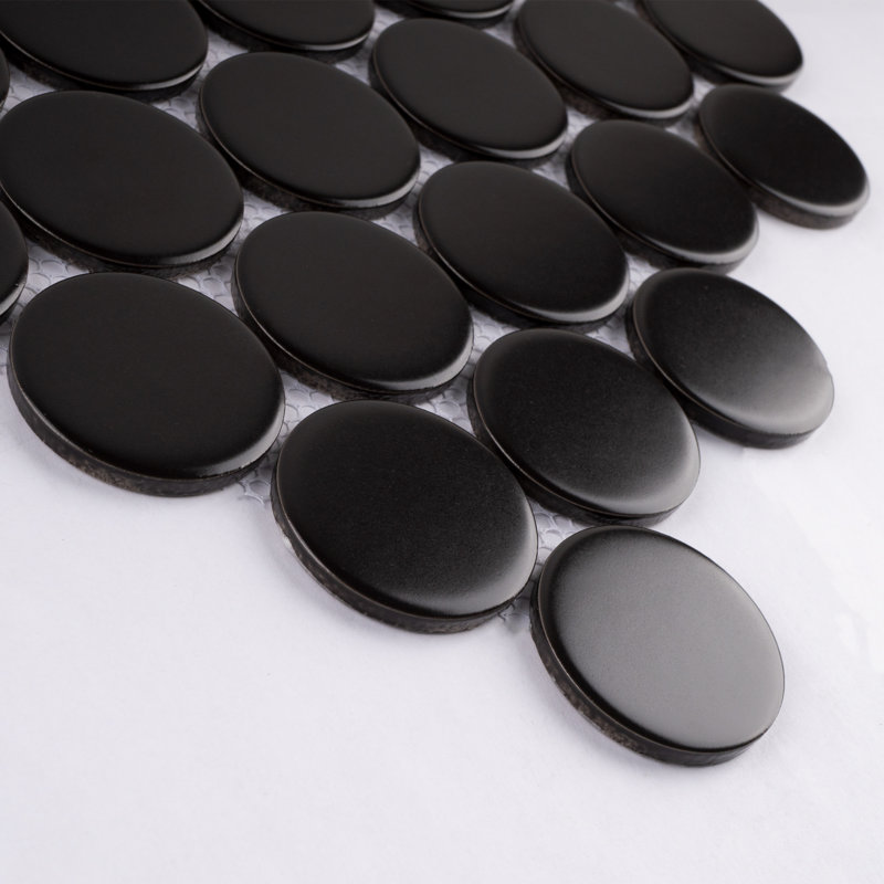 Porcetile 1.97 in. x 1.97 in. Penny Matte Porcelain Mosaic Wall and Floor Tile, Black