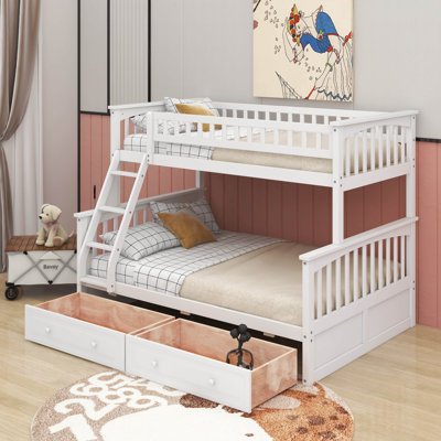 Twin Over Full Bunk Bed With Drawers, Convertible Beds