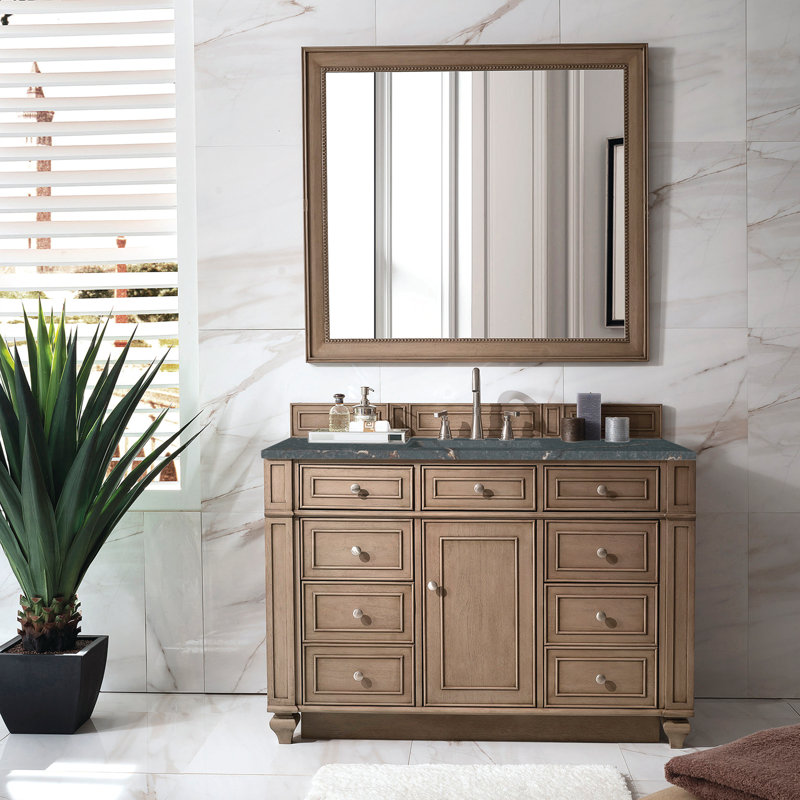 Bristol 48'' W Single Vanity, Whitewashed Walnut, Parisien Bleu, 8" Widespread