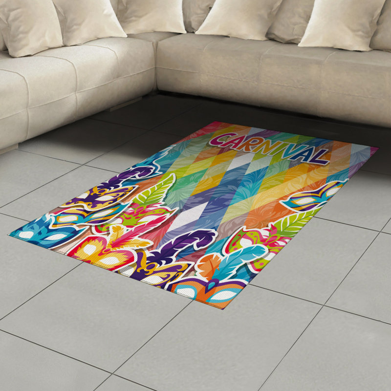 Mardi Gras High Density Long Fiber Poly Threads Decorative Area Rug Carpet, Rectangle 4' x 5'8"
