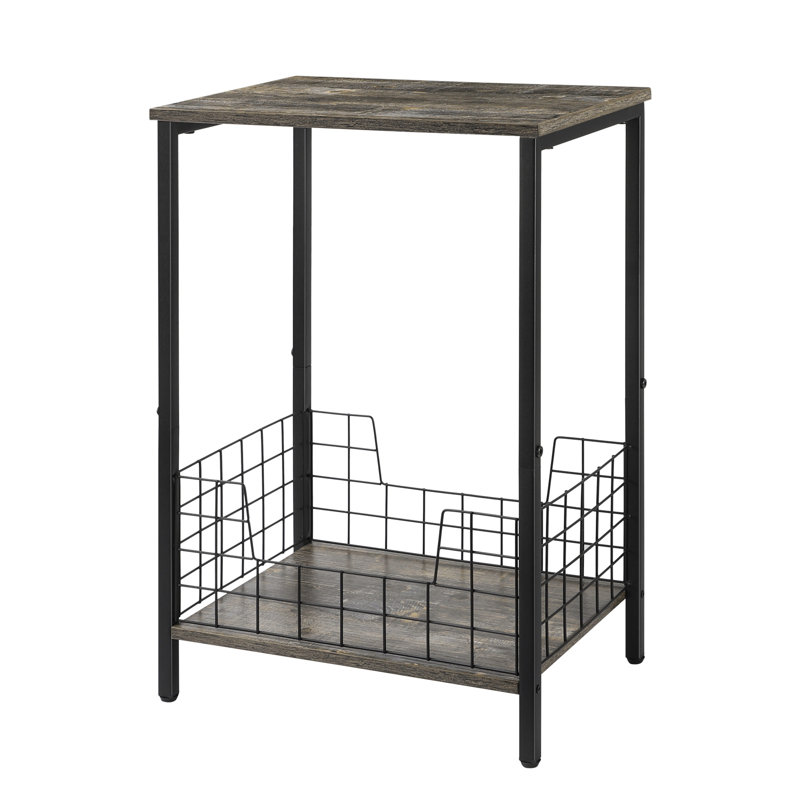 Ensemble de 2 tables d'appoint gris foncé avec panier en métal