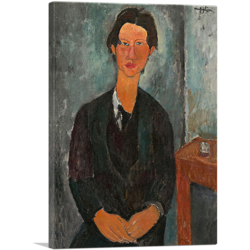 Portrait of Chaim Soutine 1917 par Amedeo Modigliani - reproduction d'art sur toile tendue, H 26 po x l 18 po x P 0,75 po