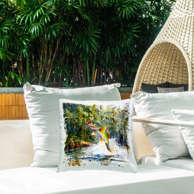 Coussin d'extérieur imprimé "J Bass Bass Splash" par LSR Design Studio