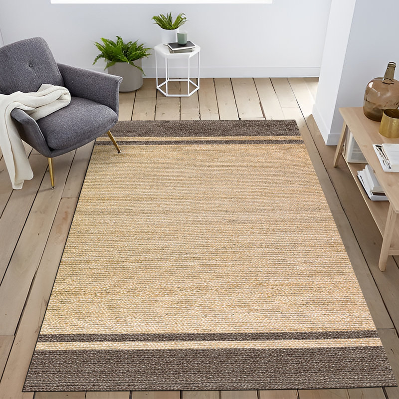 Tapis décoratif beige en osier, Rectangle 3 pi 9,81 po x 4 pi 11,06 po