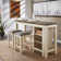 Madalina Dual-Tone Farmhouse Counter Height Dining Set - Table, Storage Unit And 2 Stools. Creamy Off White Finish