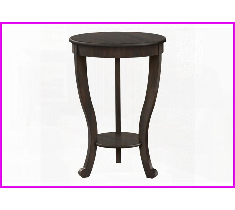 Traditional 2-Tier Round Coffee Table - Dark Walnut Veneer, Space-Saving for Living Room/Bedroom, Easy Assembly