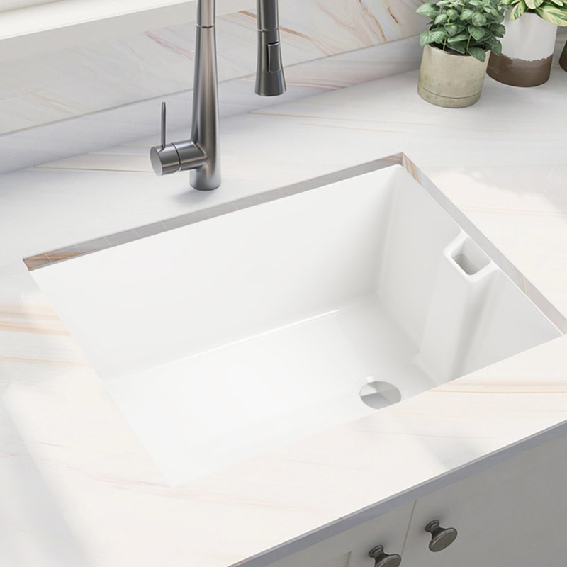 White Ceramic Kitchen Sink 23.6" L X 18" W - To , Easy Sanitize In , Stain-, Fashionable