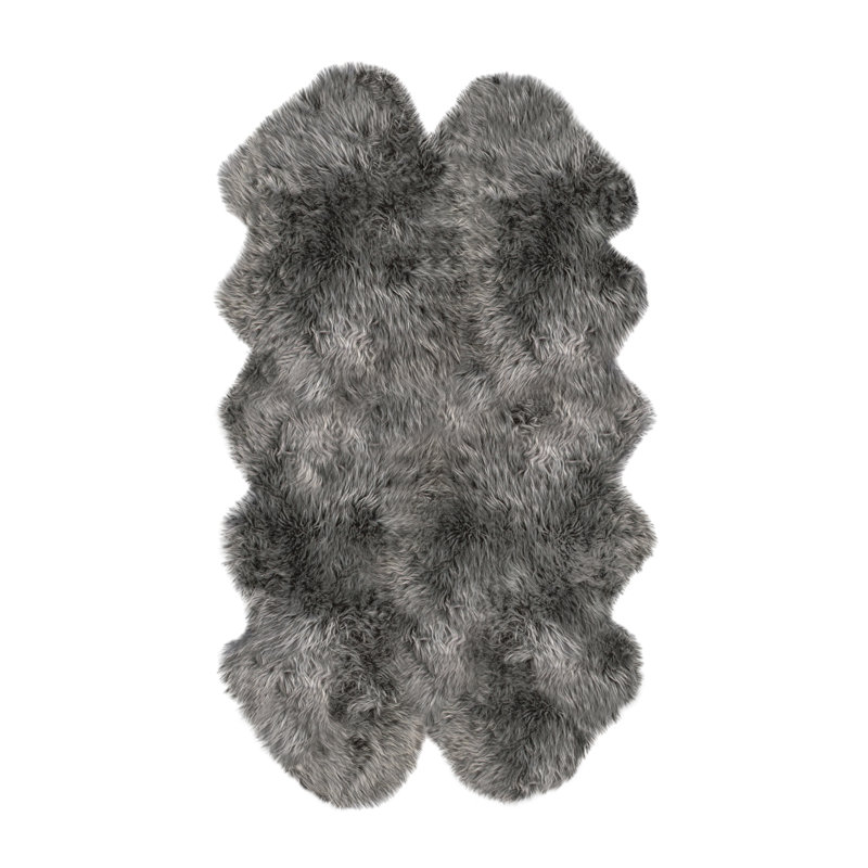 Tapis gris en peau de mouton Chatterton, Nouveauté 4 pi x 6 pi