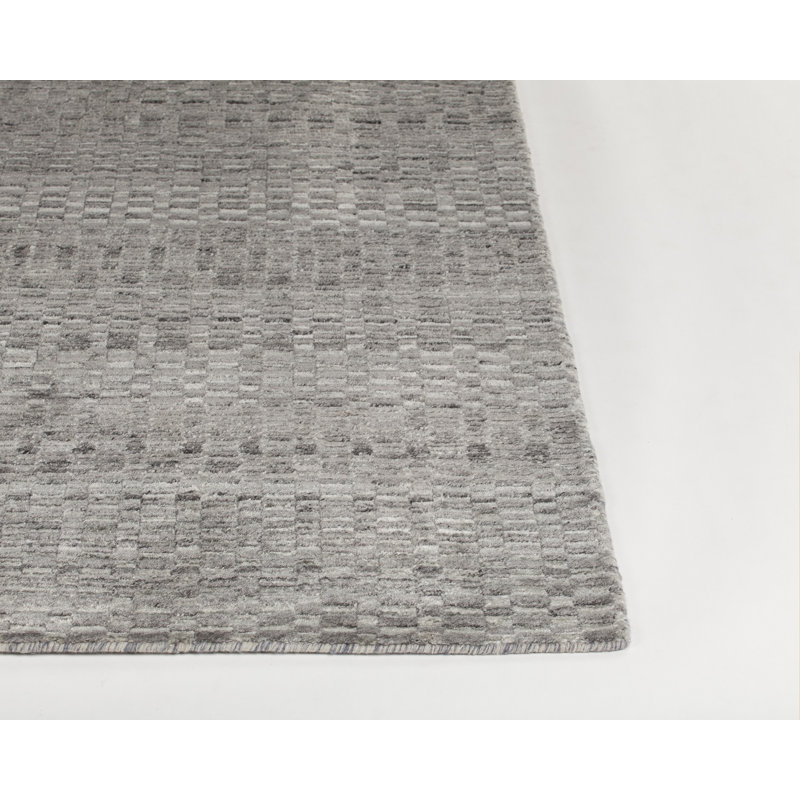 Tapis d'intérieur Melina - Laine tissée à la main / viscose gris foncé, Rectangle 5 pi x 7 pi 6 po