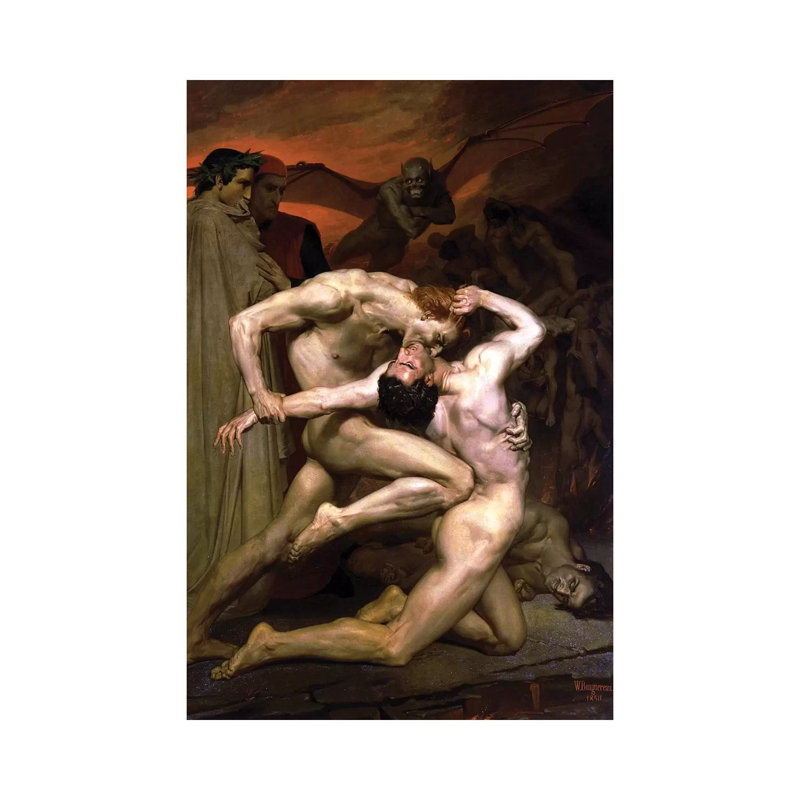 Dante And Virgil In Hell, 1850 by William-Adolphe Bouguereau - Wrapped Canvas Print, 66.04 cm H x 45.72 cm W x 3.175 cm D
