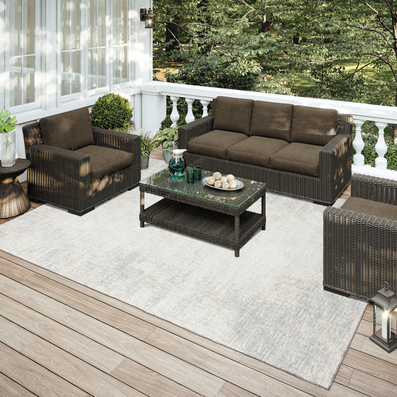 Gray Flat Woven Washable Synthetic Area Rug 3' x 5'