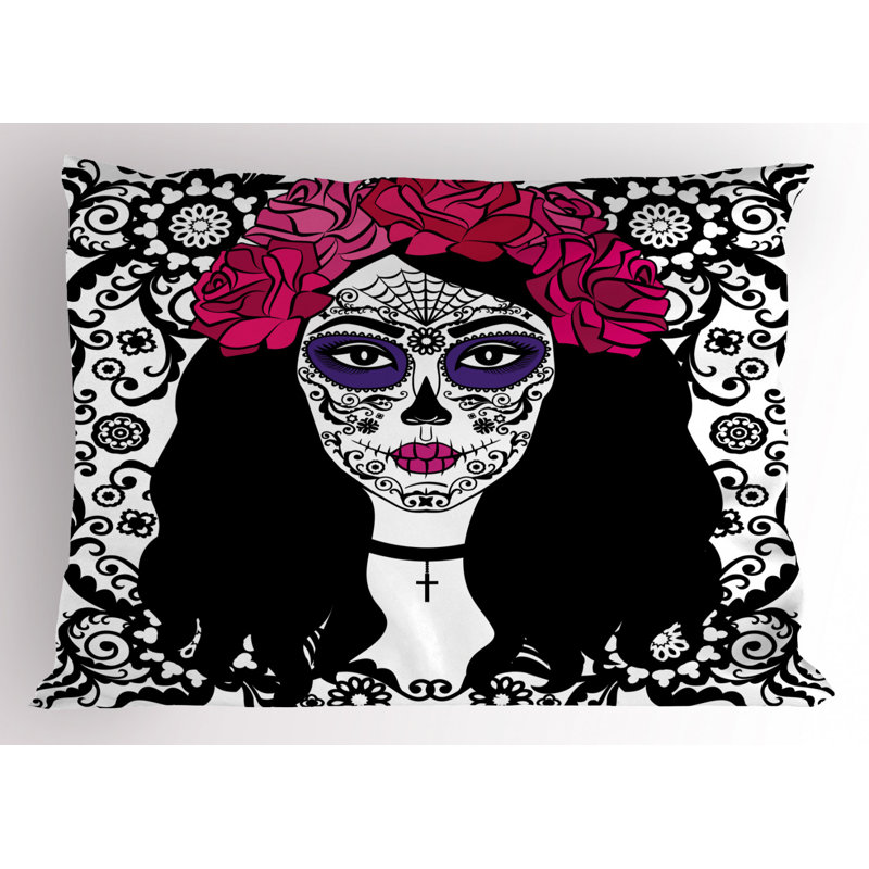 Black/Pink/Purple Polyester Microfiber Piece Sham, Queen