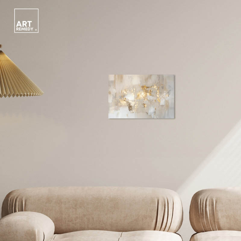 Sands of Time Gold and Beige Abstract Canvas Wall Art