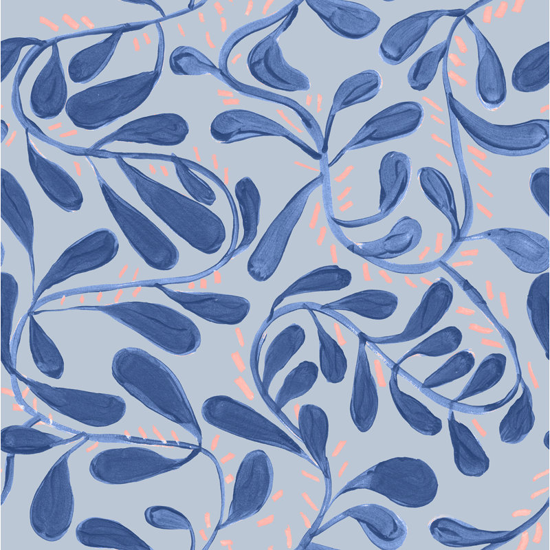 Susan Hable Floral Wallpaper Double Roll, Blue
