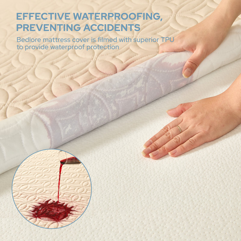 Protège-matelas imperméable sans bruit BEDLORE®, housse de matelas matelassée hypoallergénique et lavable, protège-matelas respirant avec poche profonde de 6 à 18 po