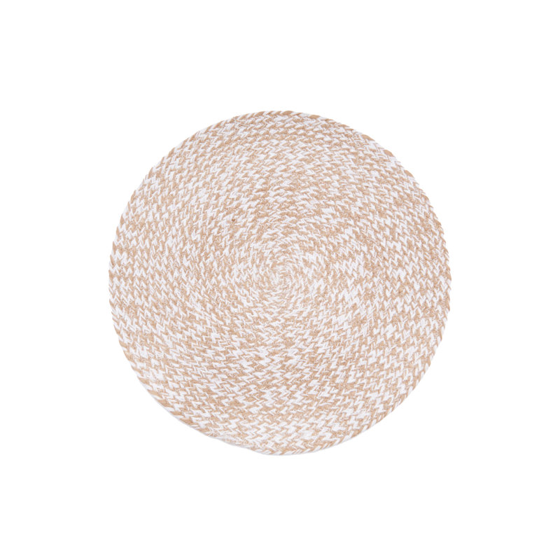 White Braided Placemat S/6, Beige