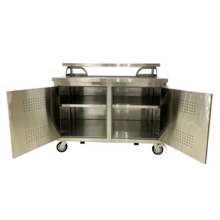 Casa Nico's All-Metal 42'' Stainless Steel (Grade 304) Freestanding Fully Sealed Bar Cabinet with Heavy Duty Locking Casters & Adjustable Bar Top