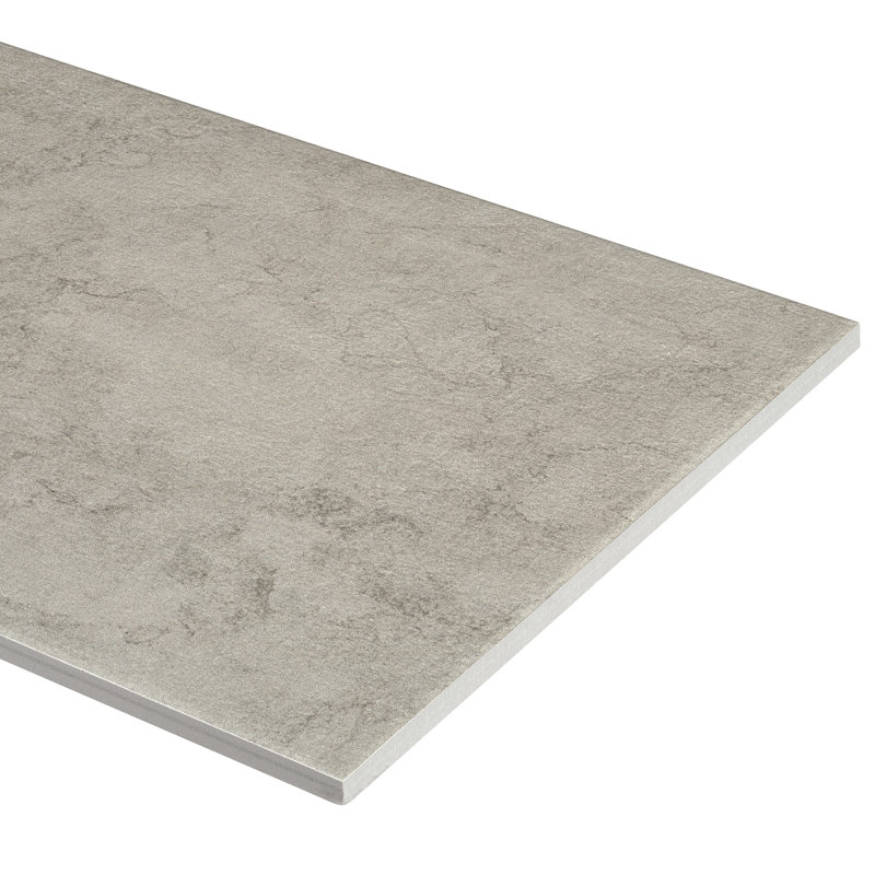 Citified 12" W x 24" L Porcelain Concrete Look Singular Tile, Pewter