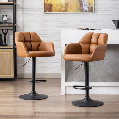 Aavin Swivel Upholstered Adjustable Height Bar Stool