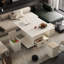 Table basse relevable moderne avec 4 tabourets pour le salon Table de salle à manger extensible 1 rangement caché + 2 tiroirs peu encombrants-1463436350