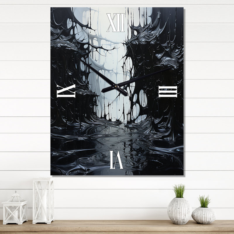 Horloge murale moderne Black Ink Exploison I, Moyen