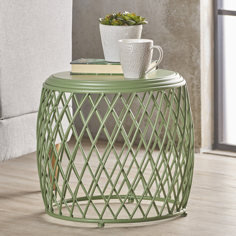 Milano Iron Top End Table, Green