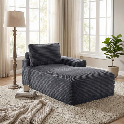 Canapé gris en velours côtelé compressé avec porte-gobelet intégré pour le salon, la chambre et la salle familiale