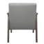 Chaise d'appoint Mid-Century moderne gris avec base en bois d'hévéa massif et dossier rembourré
