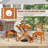 1 PCS Outdoor Patio Folding Wood Dining Table for 4 with 2" Umbrella Hole for Garden