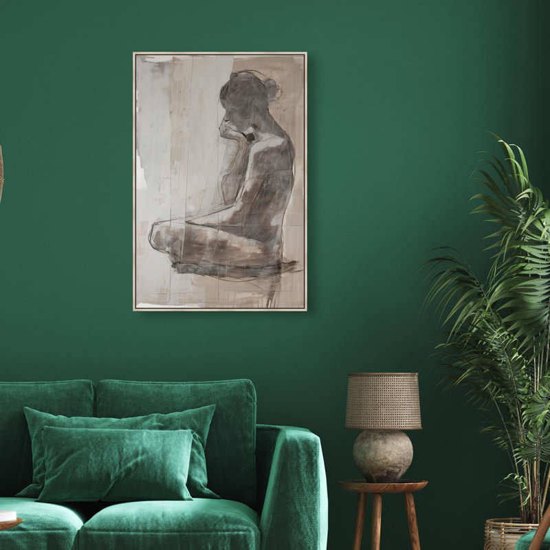 Oliver Gal Bare Elegance III Portrait - Heavy Gel Top Coat Framed Canvas Art, 37" H x 25" W, Cream